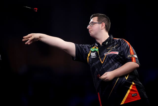 Sebastian Bialecki during his match against Stephen Bunting at the World Championship