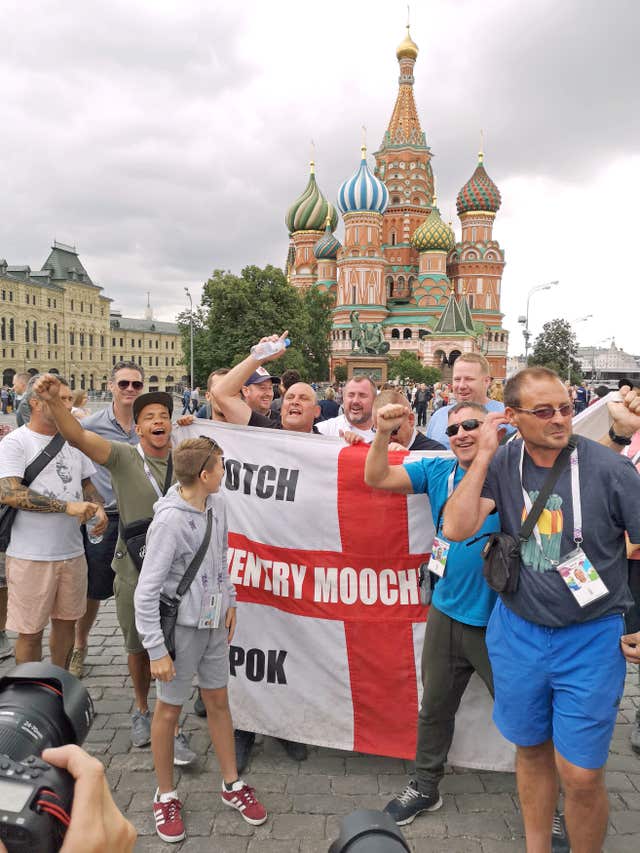 More England fans enjoying Red Square 