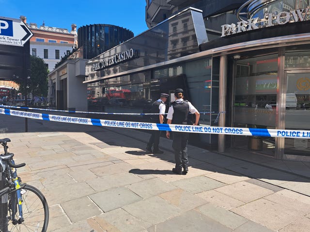 A cordoned off area in central London’s Knightsbridge