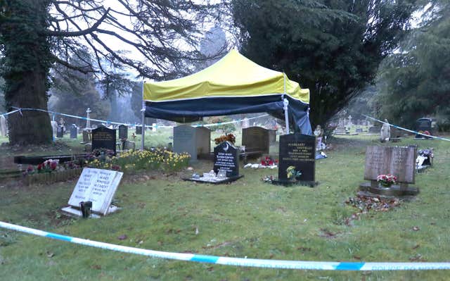 The cemetery was cordoned off by police (PA)