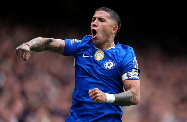 Chelsea’s Enzo Fernandez celebrates scoring