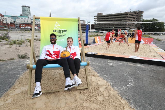 Team England's Jamal Anderson and Georgia Jones at Smithfield, Birmingham