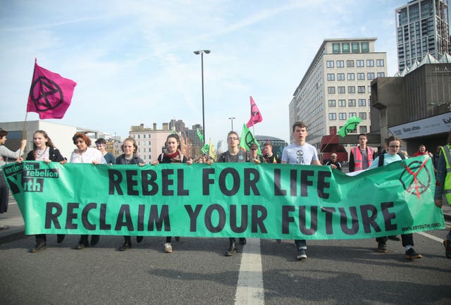 Protesters on London's South Bank