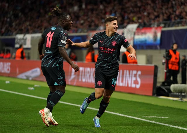 Julian Alvarez (right) scored the crucial goal for City