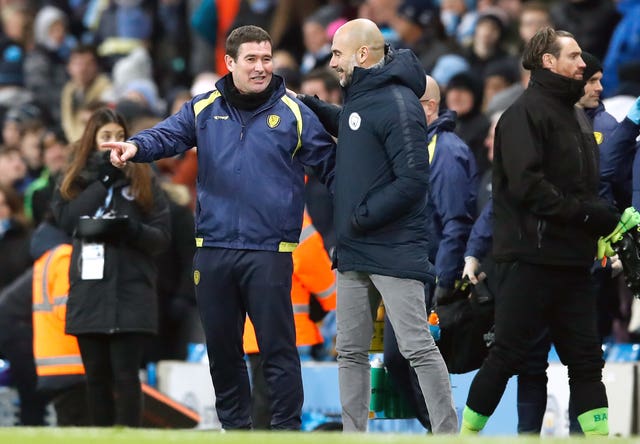 Nigel Clough (left) felt there was no disgrace in losing heavily to City
