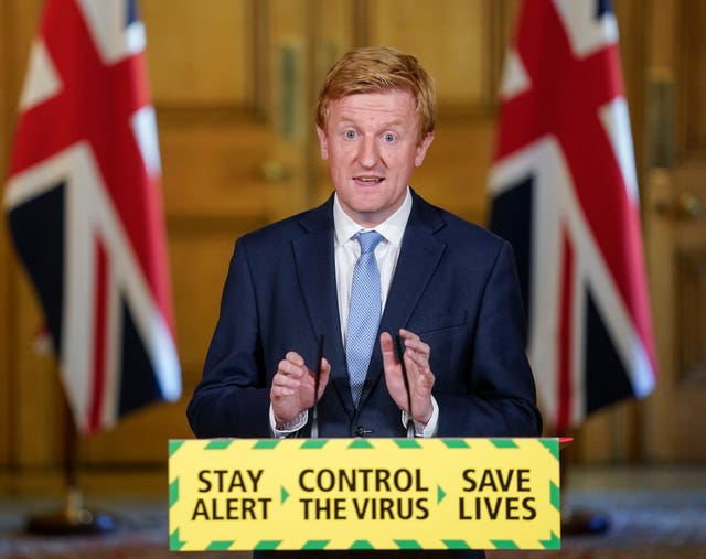 Culture Secretary Oliver Dowden announced on Saturday that elite sport events would begin again next week behind closed doors (Andrew Parsons/10 Downing Street/Crown Copyright/PA)