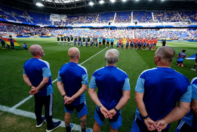 Scotland and Bolivia players line up