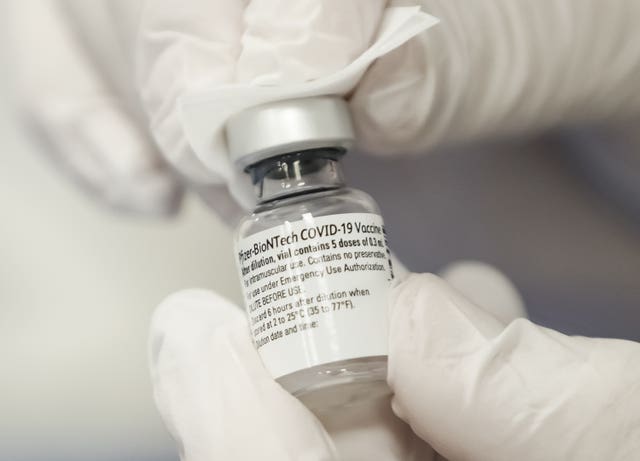 A Pfizer/BioNTech Covid-19 vaccine (Danny Lawson/PA)