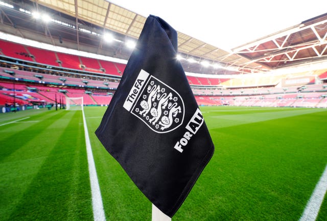 A general view of the corner flag inside Wembley Stadium