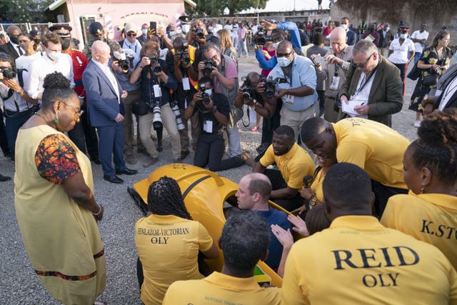 The Duke and Duchess of Cambridge meet the Jamaican bobsled team