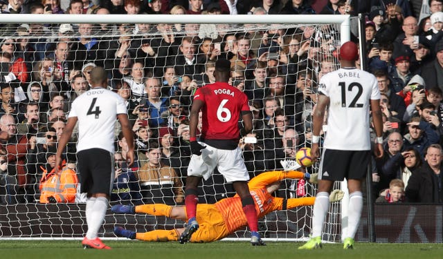 Paul Pogba scored his second goal against Fulham from the penalty spot