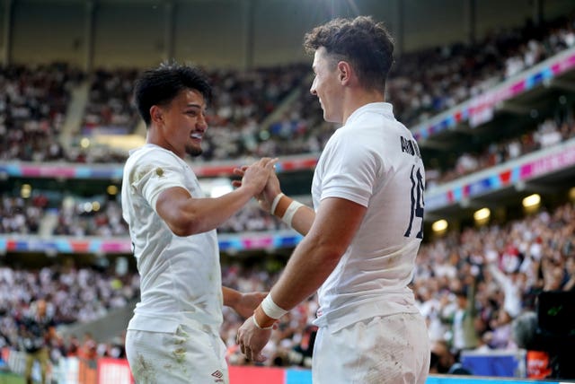 Marcus Smith celebrates with Henry Arundell