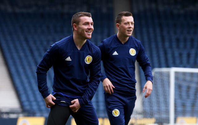 John Fleck, left, in training 