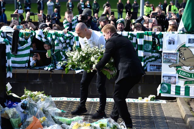 Neil Lennon and Scott Brown led the tributes to Billy McNeill before the game