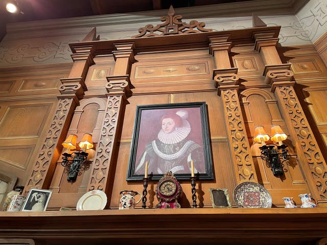 Parts of the stage in St Martin’s Theatre, central London, where Agatha Christie’s The Mousetrap is staged as indoor entertainment resumes (Eleanor Cunningham/PA)