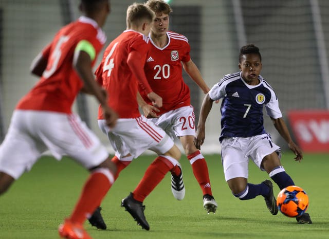 Demebele in action for Scotland Under-16s