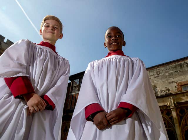 Leo Mills (left), aged 11 and Nathan Mcharo, aged 9, will sing for Harry and Meghan at the royal wedding (Steve Parsons/PA)