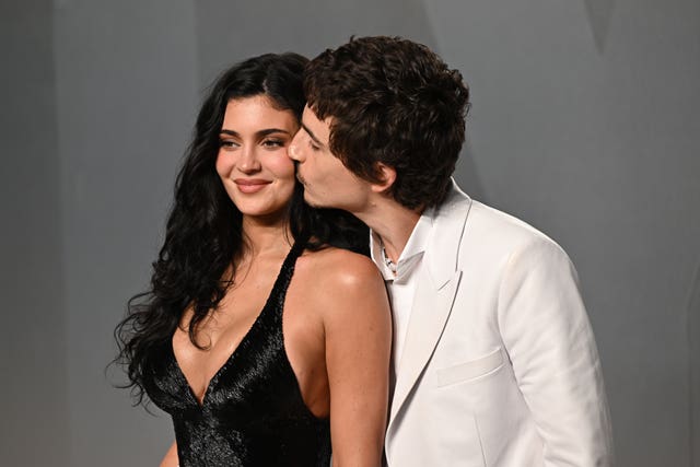 Kylie Jenner and Timothee Chalamet at the Vanity Fair Oscar Party held at Los Angeles County Museum of Art in Beverly Hills