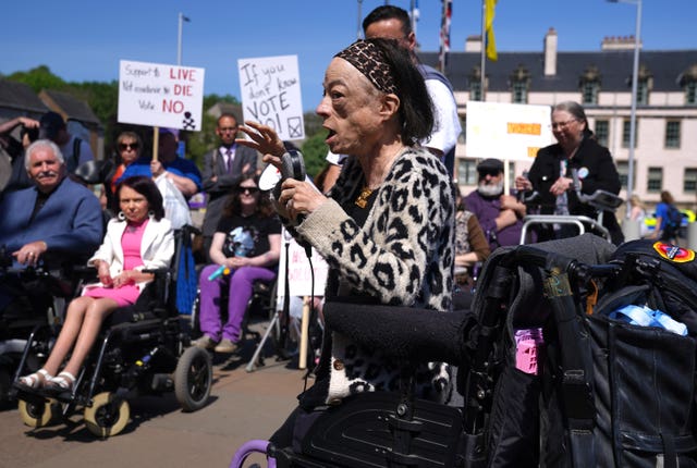 Liz Carr outside Holyrood