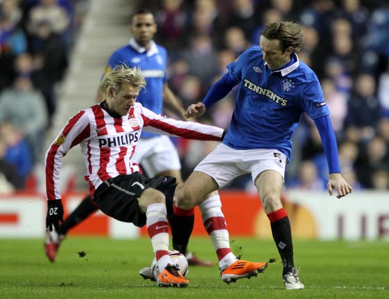 Rangers were issued with a UEFA punishment after fans were found guilty of sectarian chanting following a clash with PSV Eindhoven in 2011