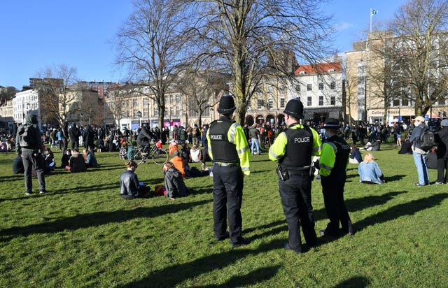 Police during the latest ‘Kill The Bill’ protest in Bristol