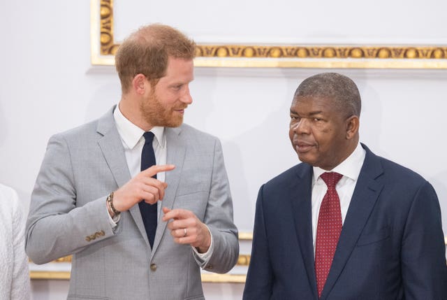 The Duke of Sussex meeting President Joao Lourenco in 2019