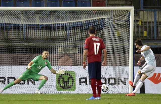 Scotland's Ryan Christie fires home a penalty to kill off the covid-hit Czechs make-shift second string