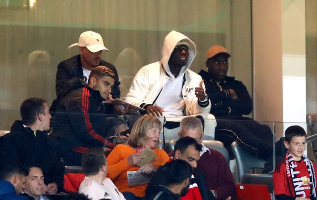 Manchester United’s Paul Pogba in the stands during the Carabao Cup defeat