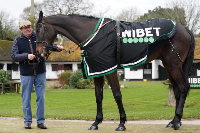 Nicky Henderson and Shishkin at Seven Barrows on Monday