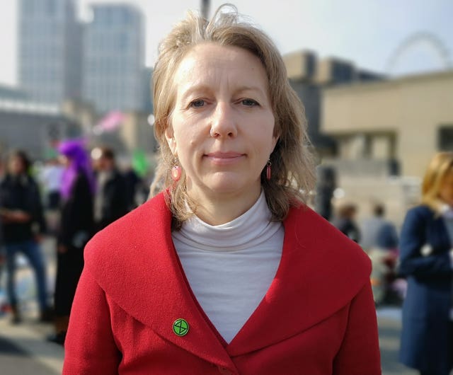 Co-founder of Extinction Rebellion Dr Gail Bradbrook on Waterloo Bridge, in London (Lewis Pennock/PA)