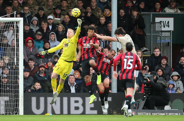 Bournemouth goalkeeper Aaron Ramsdale in action at the Vitality Stadium