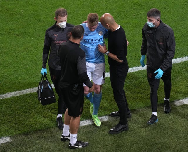 Manchester City playmaker Kevin De Bruyne was forced off through injury