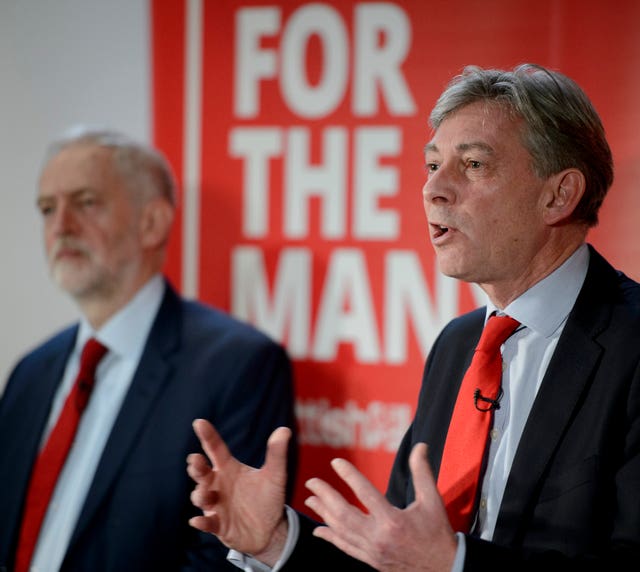 Scottish Labour leader Richard Leonard with UK Labour leader Jeremy Corbyn (John Linton/PA)