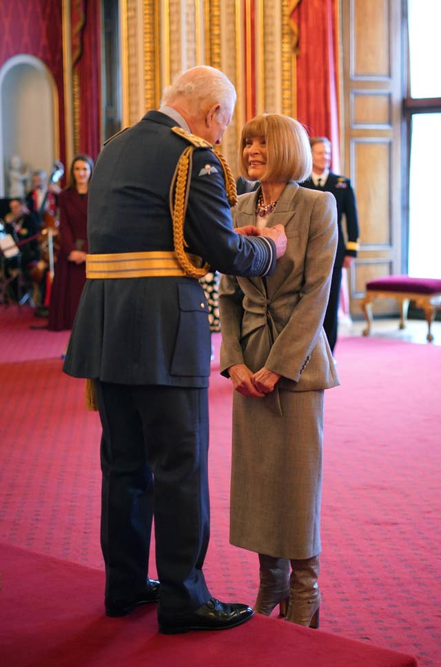 Dame Anna Wintour with the King at Buckingham Palace