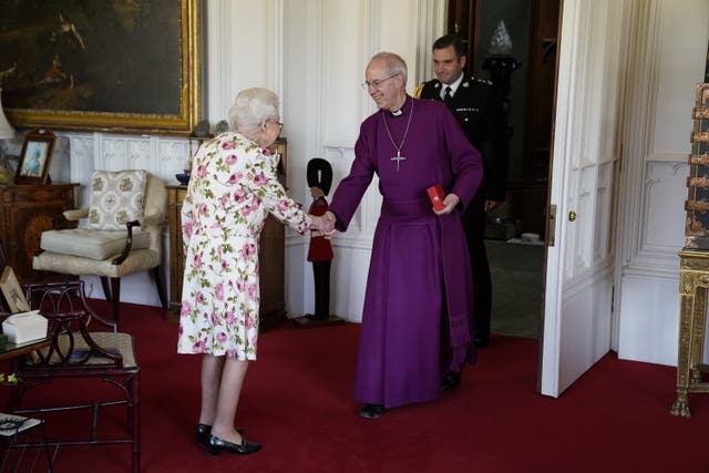 Queen Elizabeth II receives the Archbishop of Canterbury