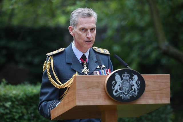 Air Chief Marshal Sir Stephen Hillier speaks at the Downing Street event (Jonathan Brady/PA)