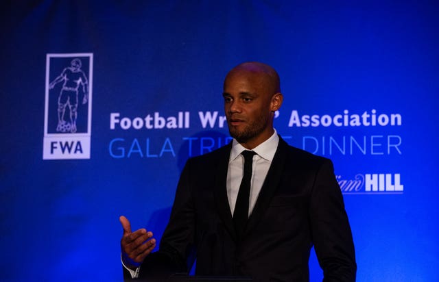 Kompany received his award during the FWA Vincent Kompany tribute dinner