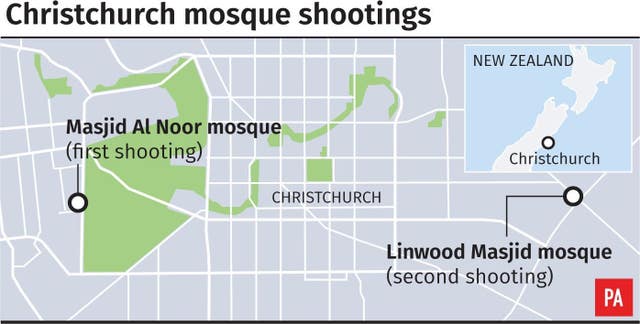 Locates mosque shootings in Christchurch, New Zealand