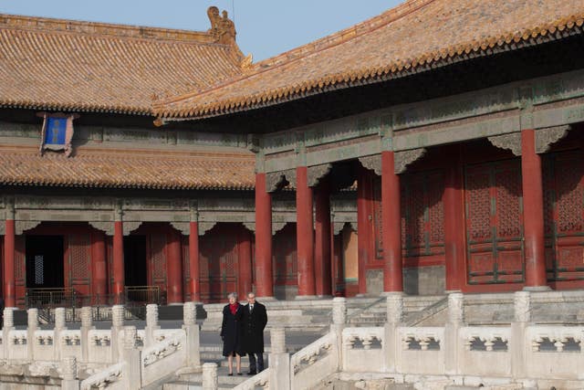 Theresa May and her husband Philip visit the Forbidden City