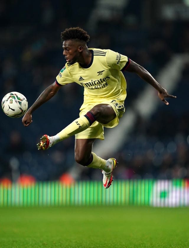 Arsenal’s Nuno Tavares the Carabao Cup second round match at The Hawthorns, West Bromwich