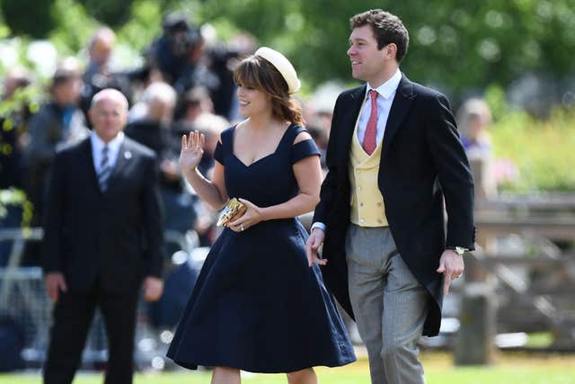 Eugenie and Jack pictured at the wedding of the Duchess of Cambridge’s sister Pippa Middleton and James Matthews