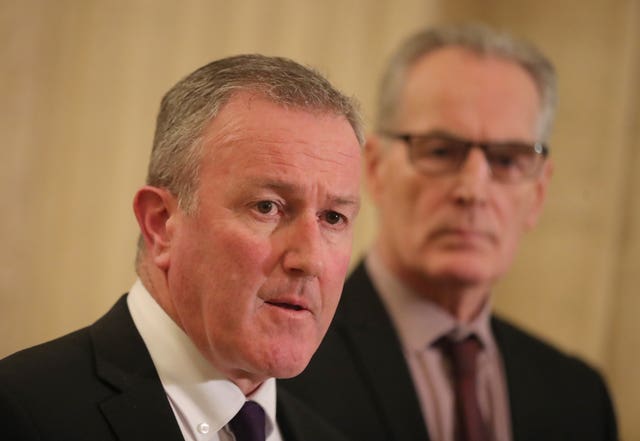 Sinn Fein’s Conor Murphy and Gerry Kelly at Stormont