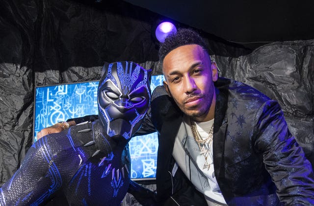 Pierre-Emerick Aubameyang unveils a Black Panther waxwork at Madame Tussauds