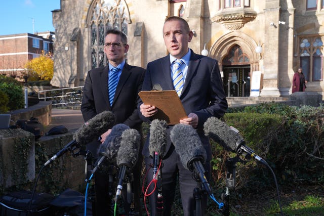 Detective Superintendent Lewis Bamford speaking to the media outside Wood Green Crown Court in London after nursery worker Vincent Chan pleaded guilty to 26 offences