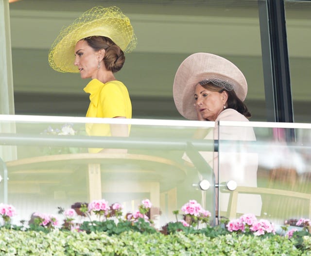 The Princess of Wales with her mother Carole Middleton on day two of Royal Ascot at Ascot Racecourse, Berkshire