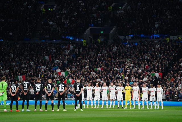 A minute's applause took place before Tottenham v Eintracht Frankfurt