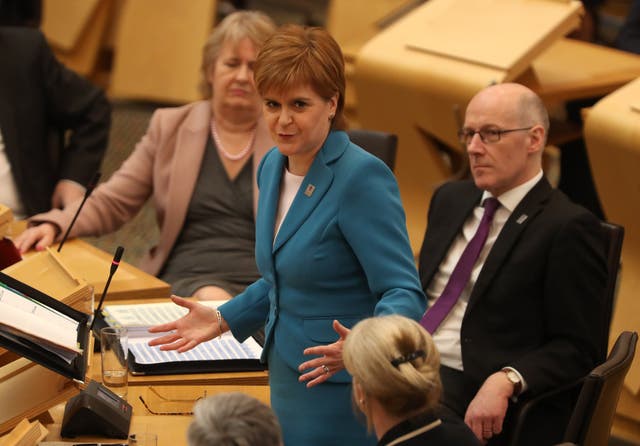 First Minister Nicola Sturgeon faced questions on the government's FOI response during FMQs (Andrew Milligan/PA)