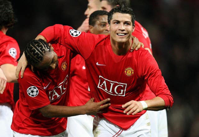 Ronaldo (right) celebrates his stoppage-time winner against his old club Sporting Lisbon in 2007 (Martin Rickett/PA).