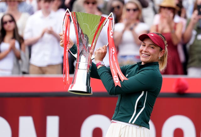 Croatia’s Donna Vekic with the HSBC Championships trophy