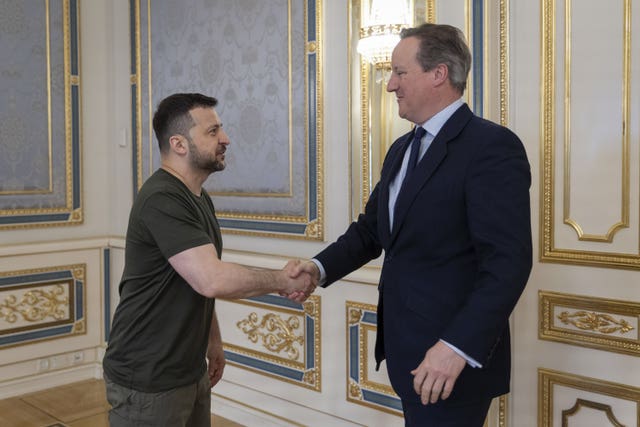Lord David Cameron meeting Ukrainian President Volodymyr Zelensky in Kyiv 